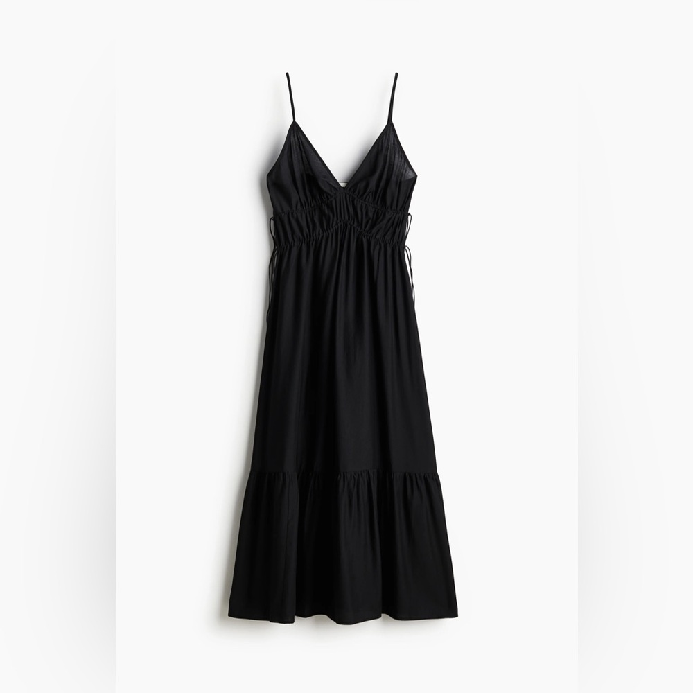 H&M Black Drawstring Detail Maxi Dress